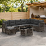 vidaXL Tuinbank Set 9 st Zwart poly rattan