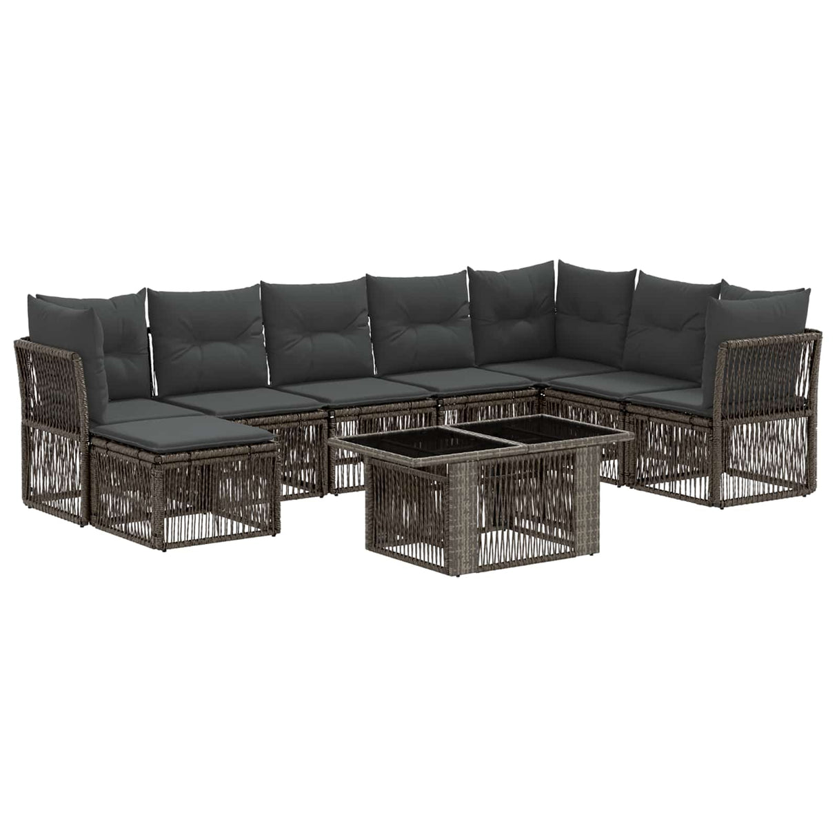 vidaXL Tuinbank Set 9 st Zwart poly rattan