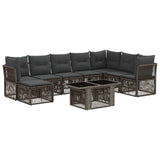 vidaXL Tuinbank Set 9 st Zwart poly rattan