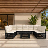 vidaXL Garden Sofa Set 10 pcs Black poly rattan