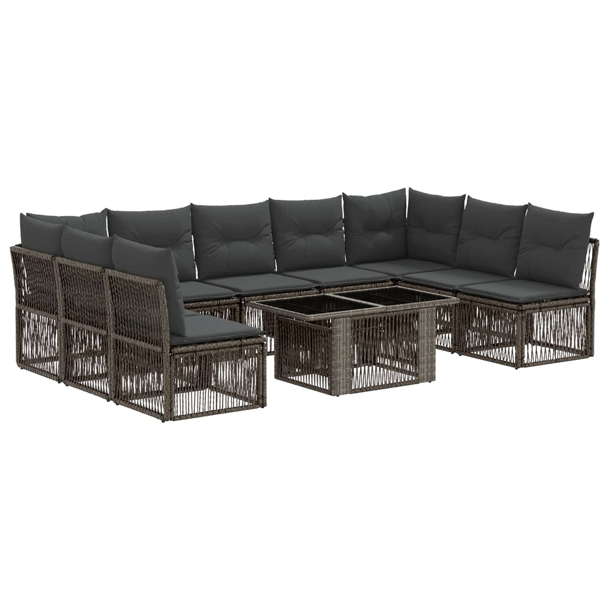 vidaXL Garden Sofa Set 10 pcs Black poly rattan