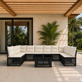 vidaXL Tuinbank Set 11 st Zwart poly rattan
