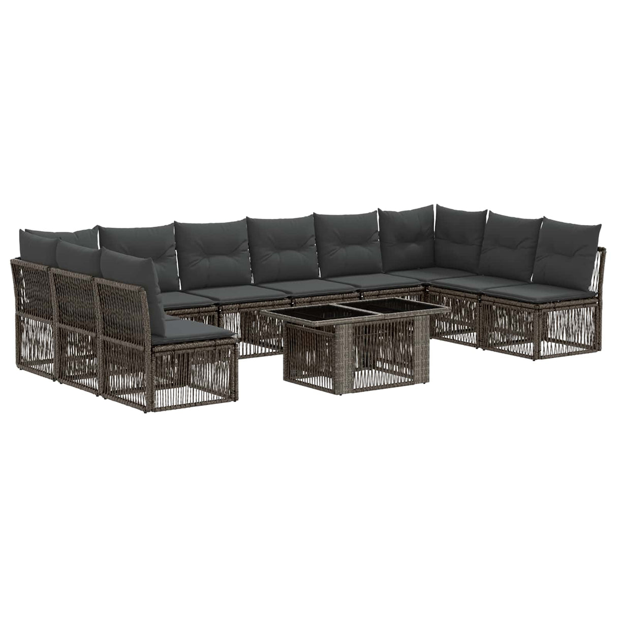 vidaXL Tuinbank Set 11 st Zwart poly rattan