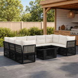 vidaXL Tuinbank Set 10 st Zwart poly rattan