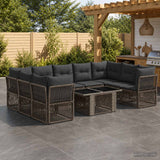 vidaXL Tuinbank Set 10 st Zwart poly rattan