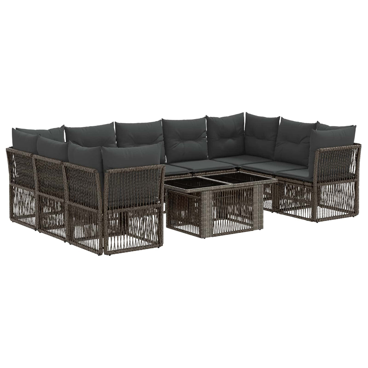vidaXL Tuinbank Set 10 st Zwart poly rattan