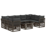vidaXL Tuinbank Set 10 st Zwart poly rattan