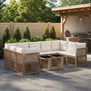 vidaXL Tuinbank Set 10 st Zwart poly rattan