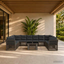 vidaXL Garden Lounge Set 11 pcs Black poly rattan