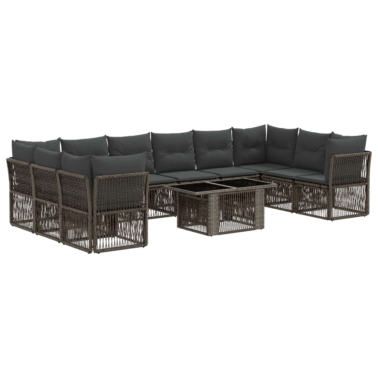 vidaXL Garden Lounge Set 11 pcs Black poly rattan