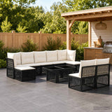 vidaXL Tuinbank Set 10 st Zwart poly rattan