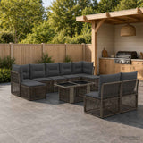 vidaXL Tuinbank Set 10 st Zwart poly rattan