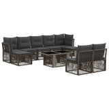 vidaXL Tuinbank Set 10 st Zwart poly rattan