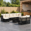 vidaXL Tuinbank Set 10 st Zwart poly rattan