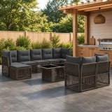 vidaXL Tuinbank Set 10 st Zwart poly rattan