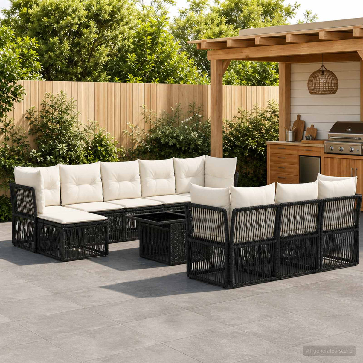 vidaXL Garden Sofa Set 11 Pieces Black Poly Rattan