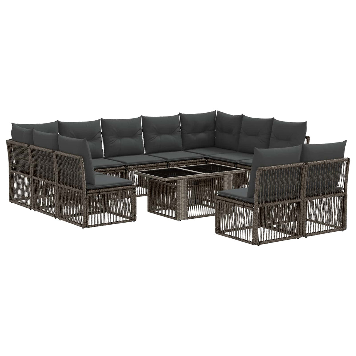 vidaXL Tuinbank Set 12 st Zwart poly rattan