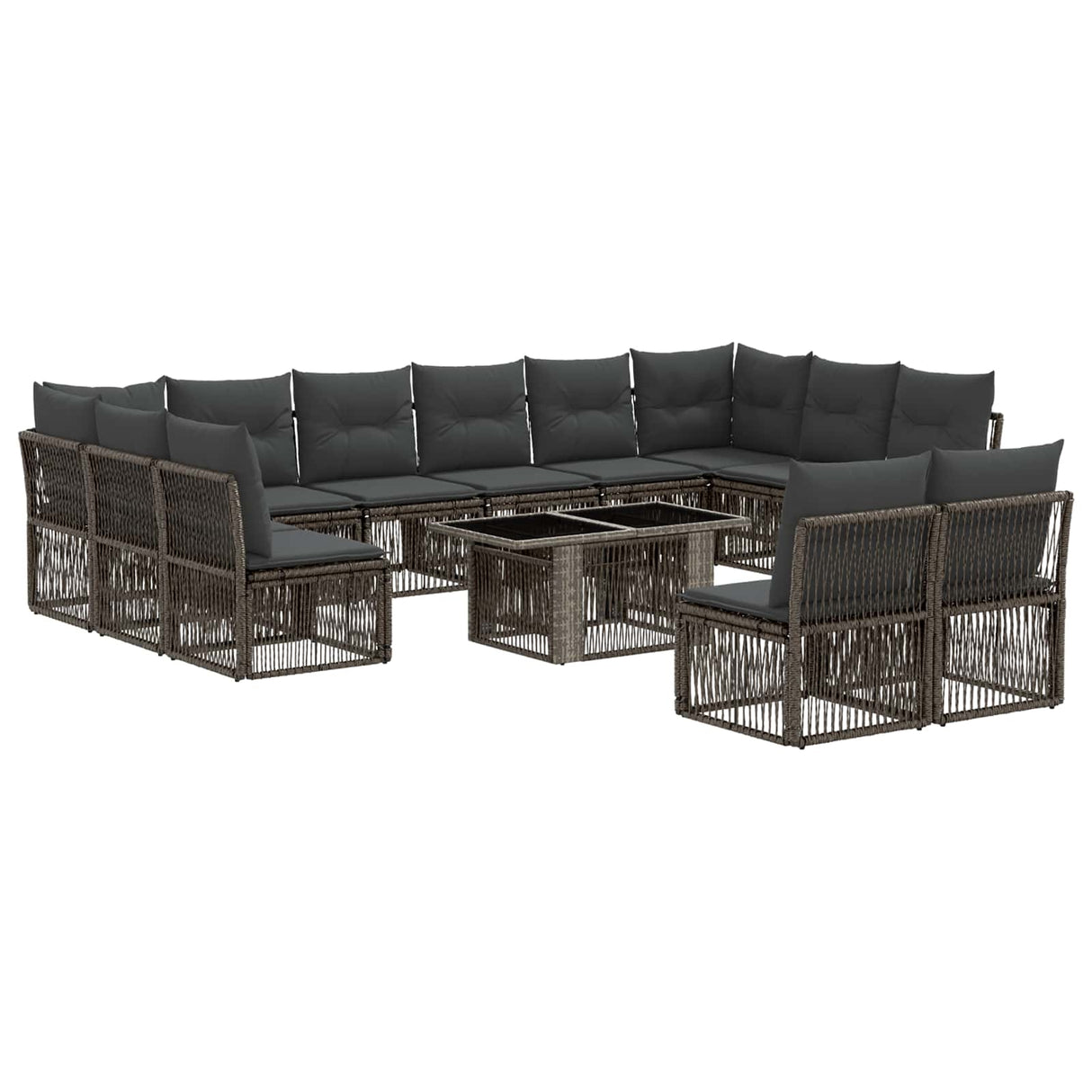 vidaXL Garden Sofa Set 13 pcs Black poly rattan
