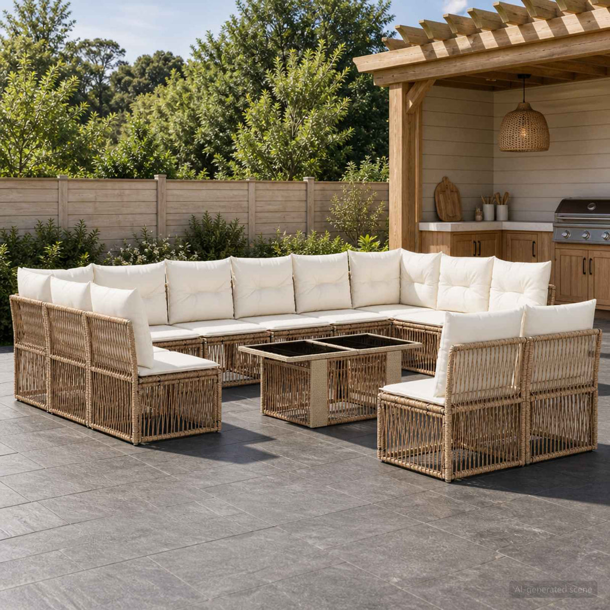 vidaXL Garden Sofa Set 13 pcs Black poly rattan