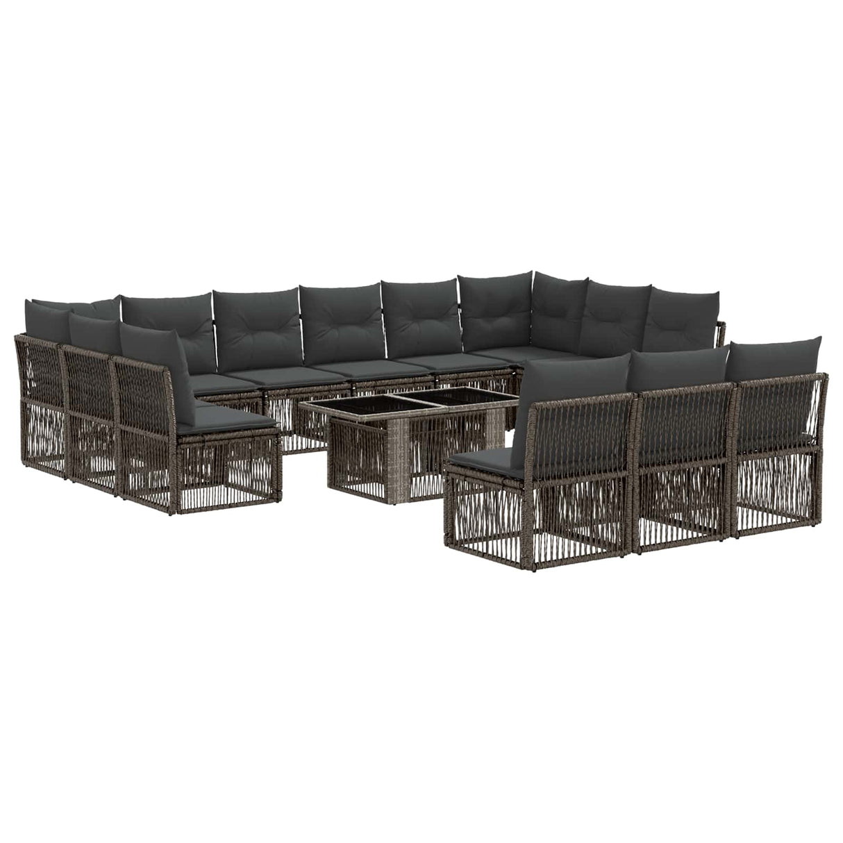 vidaXL Tuinbank Set 14 st Zwart poly rattan