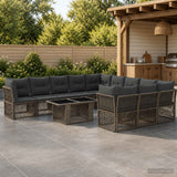 vidaXL Tuinbank Set 12 st Zwart poly rattan