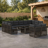 vidaXL Garden Lounge Set 13 pcs Black poly rattan