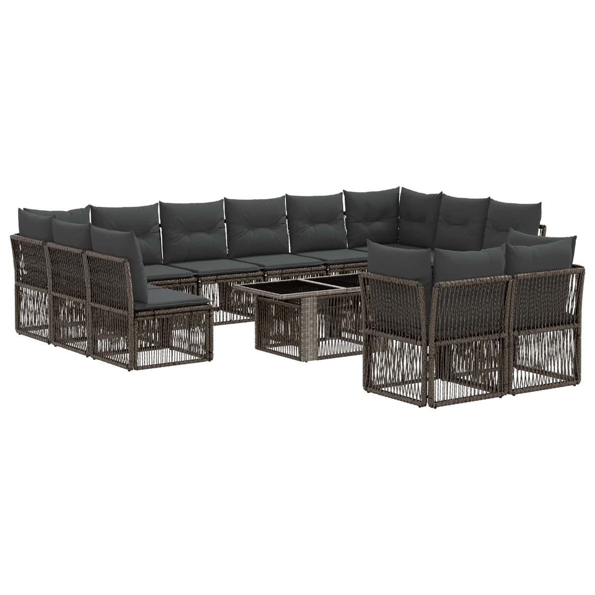 vidaXL Garden Lounge Set 13 pcs Black poly rattan
