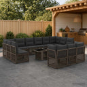 vidaXL Tuinbank Set 14 st Zwart poly rattan