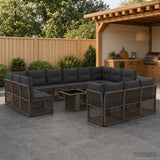 vidaXL Tuinbank Set 14 st Zwart poly rattan
