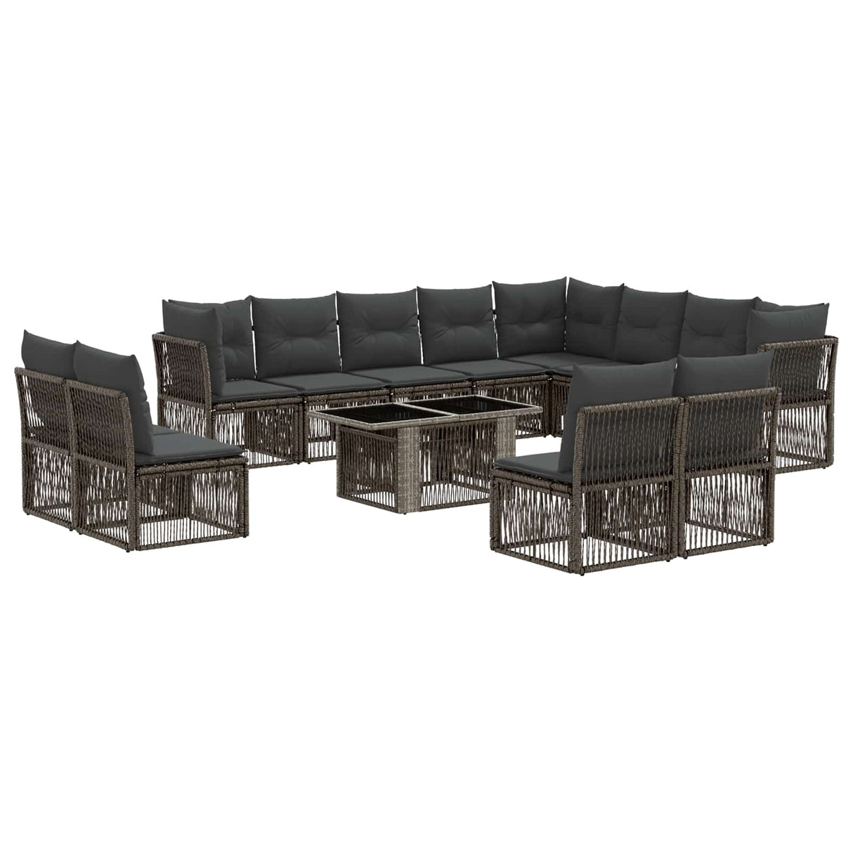vidaXL Tuinbank Set 13 st Zwart poly rattan