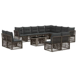 vidaXL Tuinbank Set 13 st Zwart poly rattan