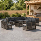 vidaXL Garden Bench Set 14 pcs Beige poly rattan