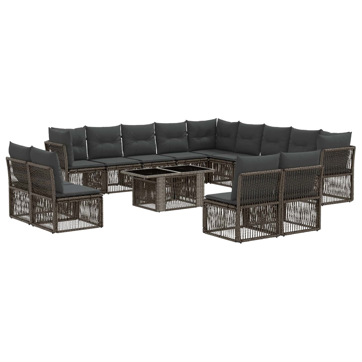vidaXL Garden Bench Set 14 pcs Beige poly rattan