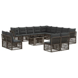 vidaXL Garden Bench Set 14 pcs Beige poly rattan