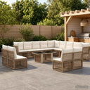 vidaXL Garden Bench Set 14 pcs Beige poly rattan