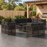 vidaXL Tuinbank Set 12 st Zwart poly rattan