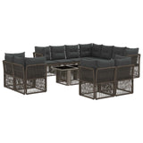 vidaXL Tuinbank Set 12 st Zwart poly rattan