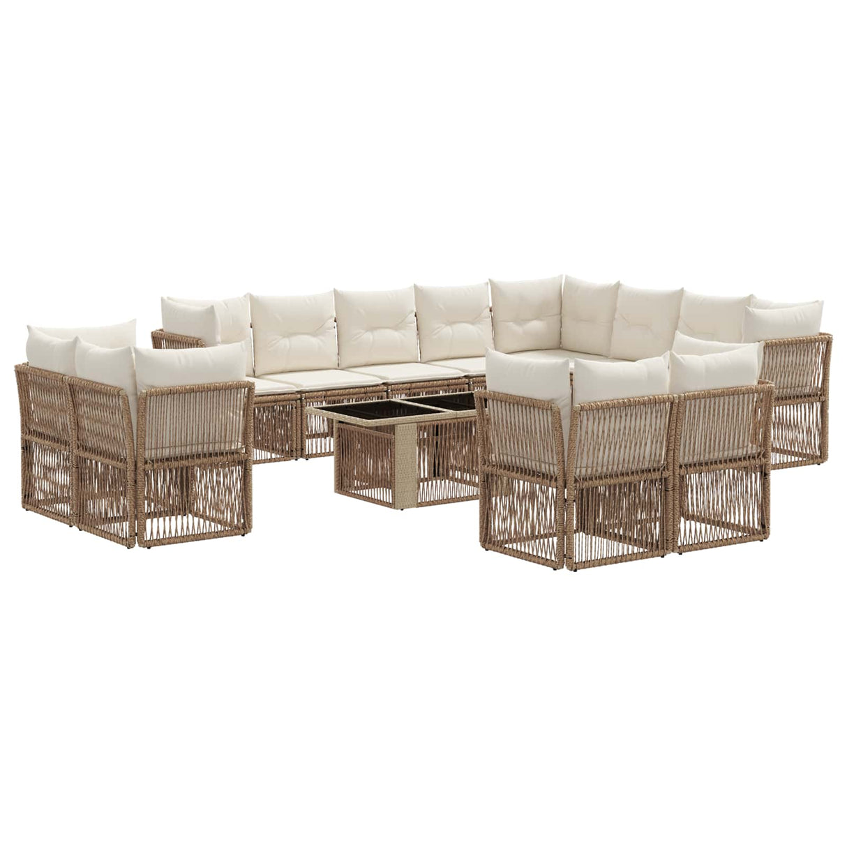 vidaXL Tuinbank Set 13 pcs poly rattan