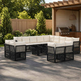 vidaXL Tuinbank Set 14 st Zwart poly rattan