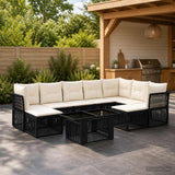 vidaXL Garden Bench Set 10 pcs Black poly rattan