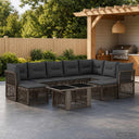 vidaXL Garden Bench Set 10 pcs Black poly rattan
