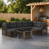vidaXL Garden Bench Set 10 pcs Black poly rattan
