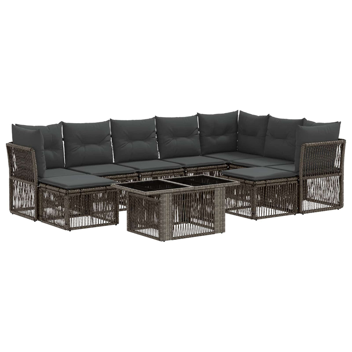 vidaXL Garden Bench Set 10 pcs Black poly rattan