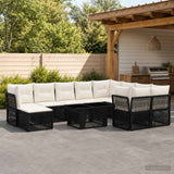 vidaXL Garden Dining Set 11 Pieces Black Poly Rattan