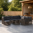 vidaXL Garden Dining Set 11 Pieces Black Poly Rattan