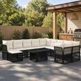 vidaXL Tuinbank Set 12 st Zwart poly rattan
