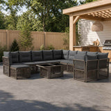 vidaXL Tuinbank Set 12 st Zwart poly rattan