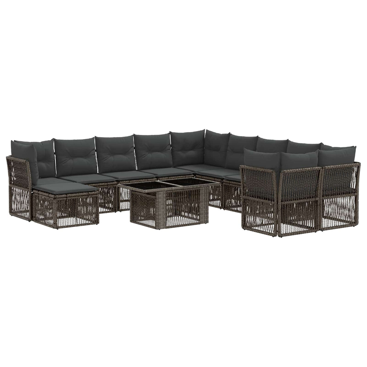 vidaXL Tuinbank Set 12 st Zwart poly rattan