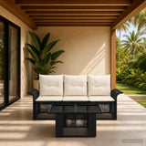 vidaXL Garden Bench Set 4 pcs Black and Cream White poly rattan
