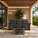 vidaXL Garden Bench Set 4 pcs Black and Cream White poly rattan